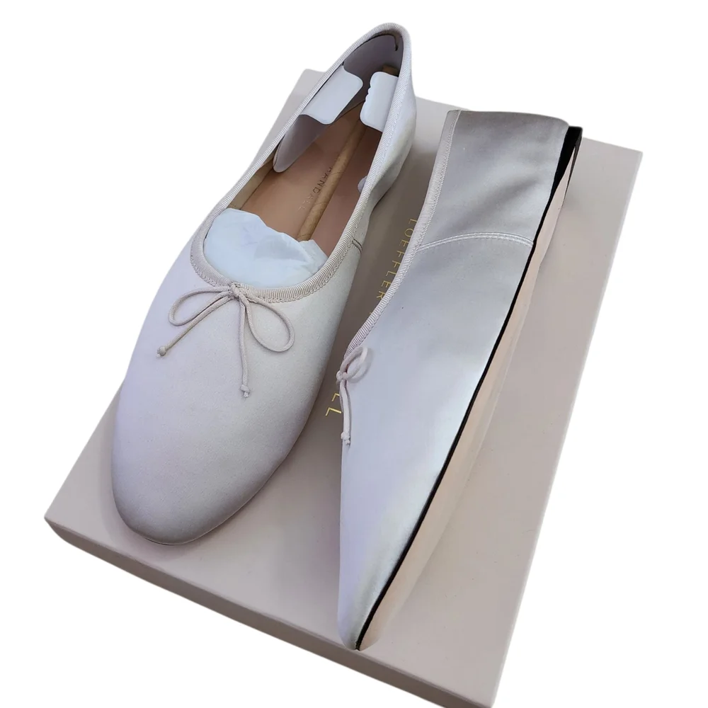 Loeffler Randall Landon Satin Cream Ballet Flats